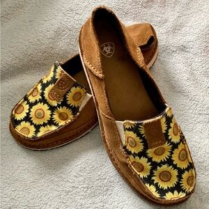 Ariat Sunflower Print Slip-On Leather Shoes